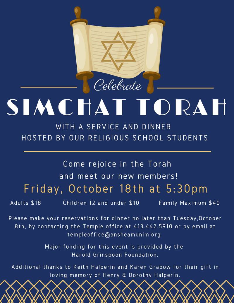Banner Image for Simchat Torah Service and Dinner